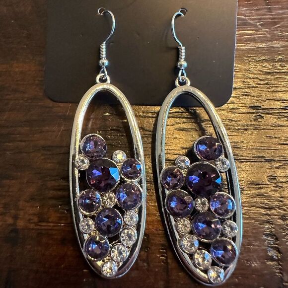 Prismatic Poker Face Purple Earrings Purple Earrings (135) - Picture 3 of 3